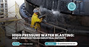 Industrial high pressure water blasting for heat exchanger cleaning and scale removal