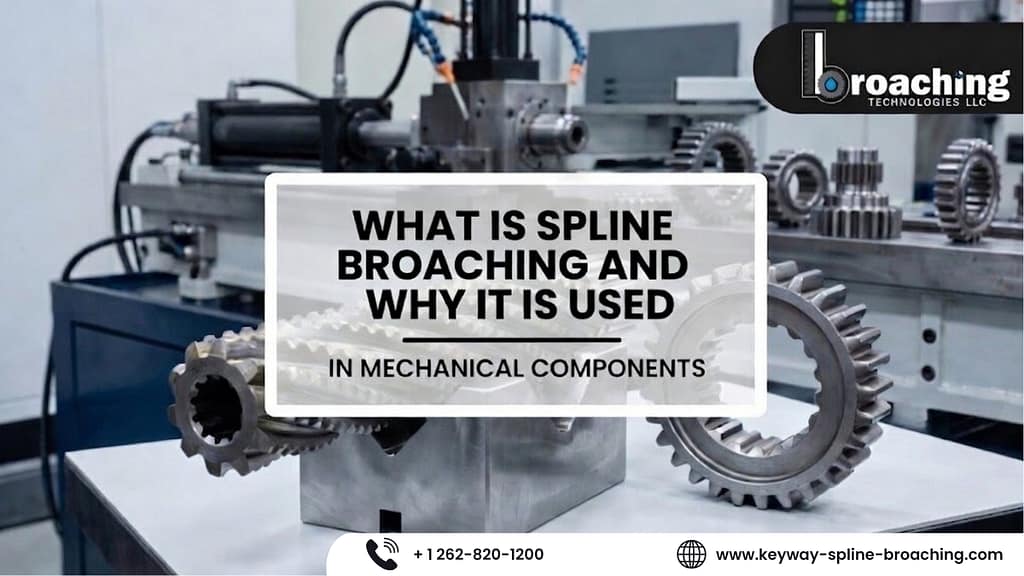 Spline broaching process for mechanical components by Keyway